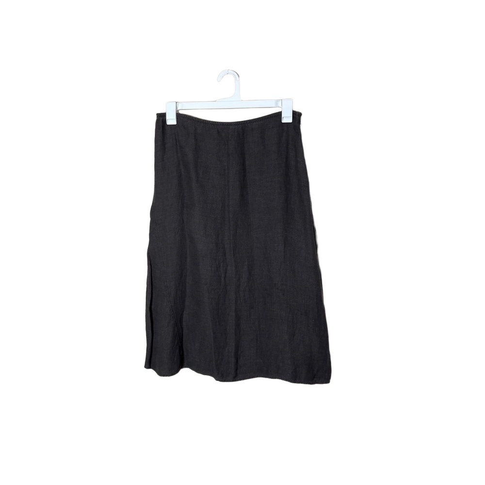 Eileen Fisher Gray Linen Midi Length‎ A line Skirt USA Italian Fabric Petite M